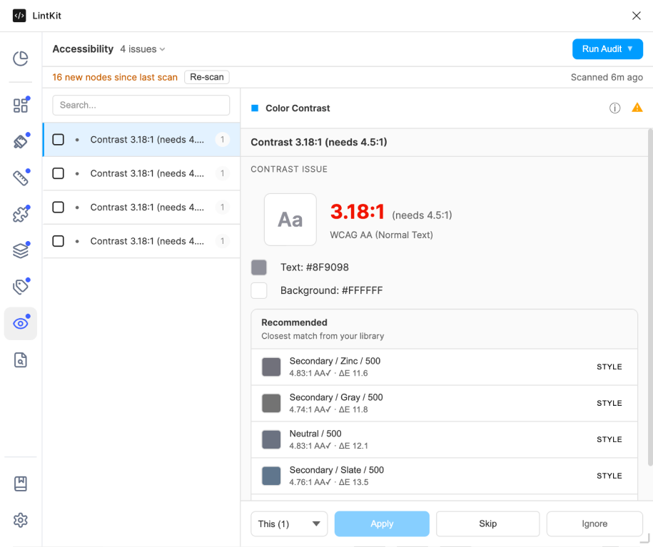 WCAG contrast finding with suggestions