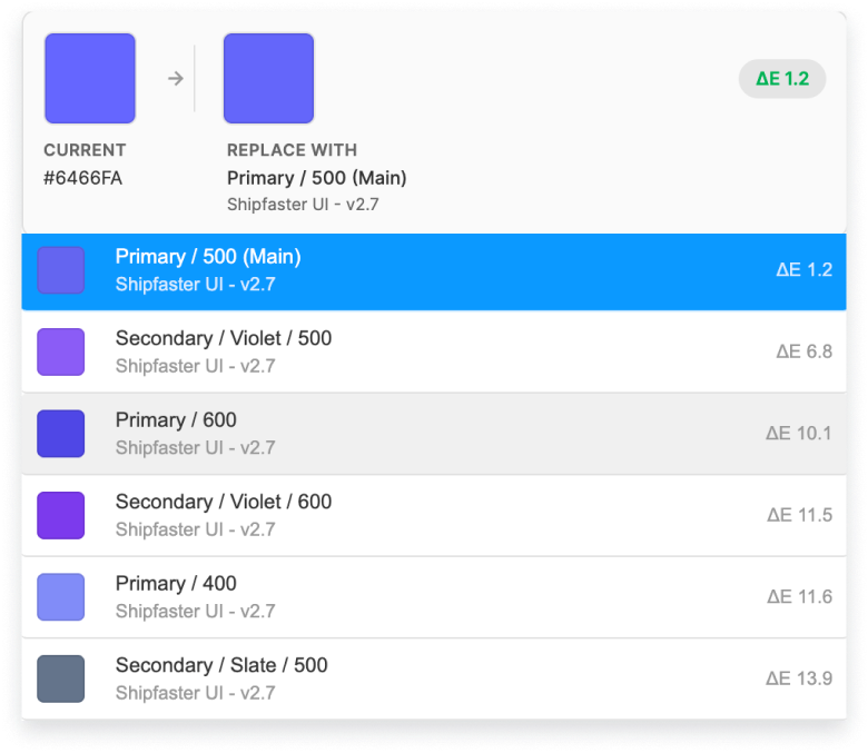 Smart Replace comparison panel