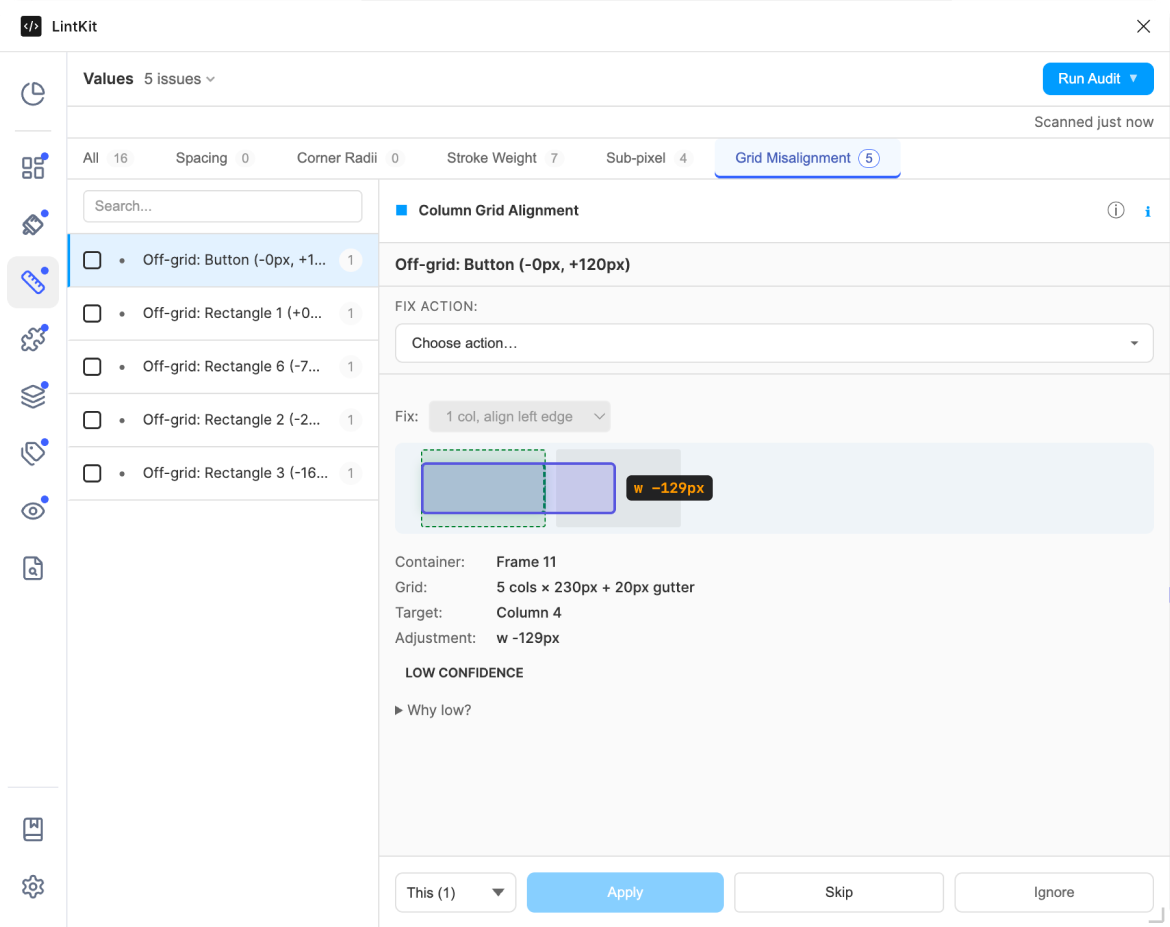 LintKit orphaned fill finding with Smart Replace suggestions